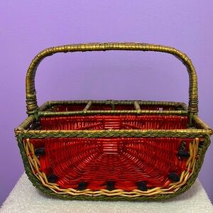 Watermelon Red and Green Woven Serving Basket